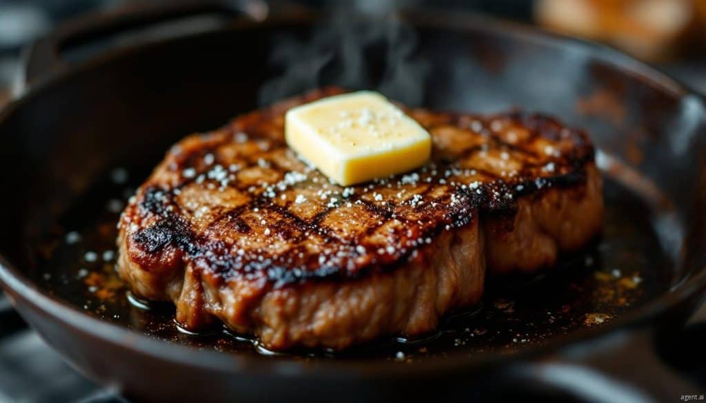 steak in skillet